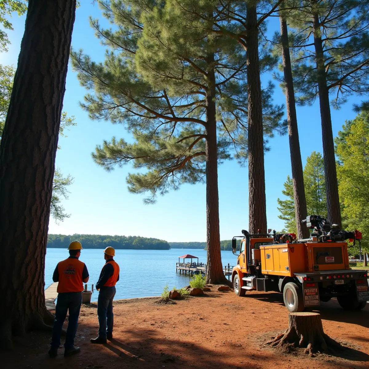 Wooded shoreline buffer along Lake Norman with a lakefront home in Cornelius, North Carolina