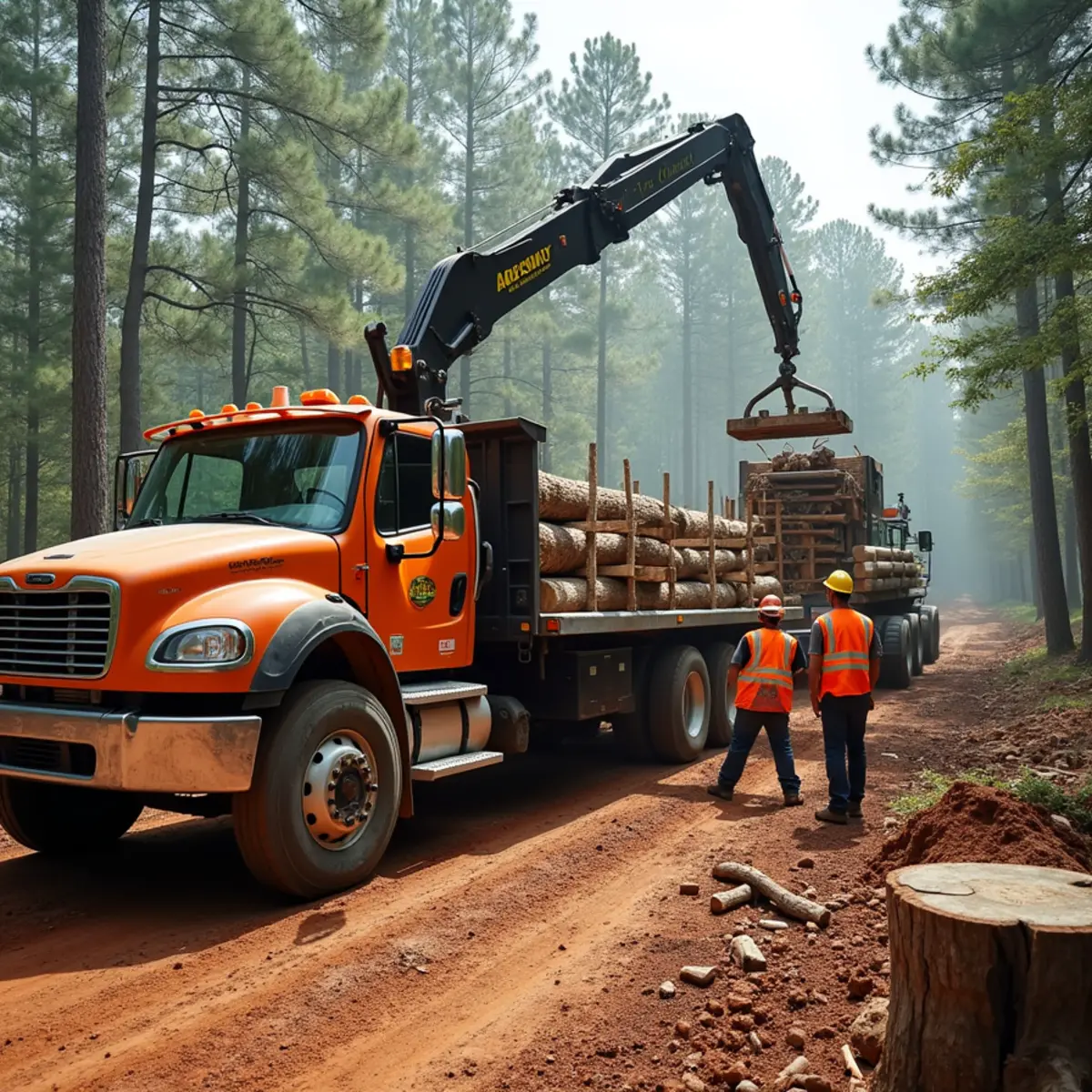 CLT Grapple & Stump crew performing commercial wood waste hauling in Charlotte, NC