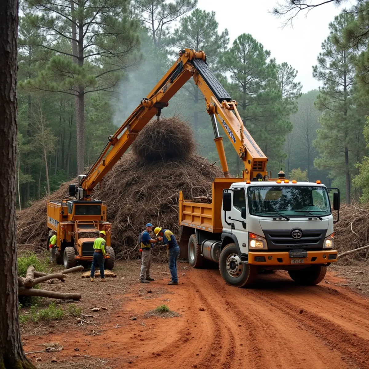 CLT Grapple & Stump crew performing emergency debris hauling in Charlotte, NC