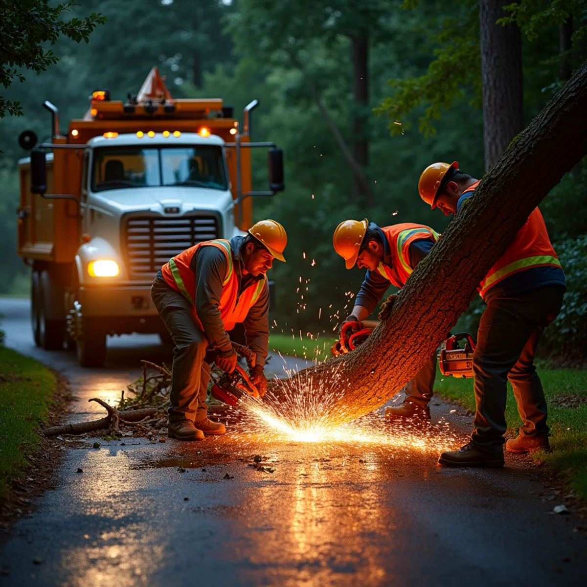 CLT Grapple & Stump crew performing 24/7 emergency tree service in Charlotte, NC