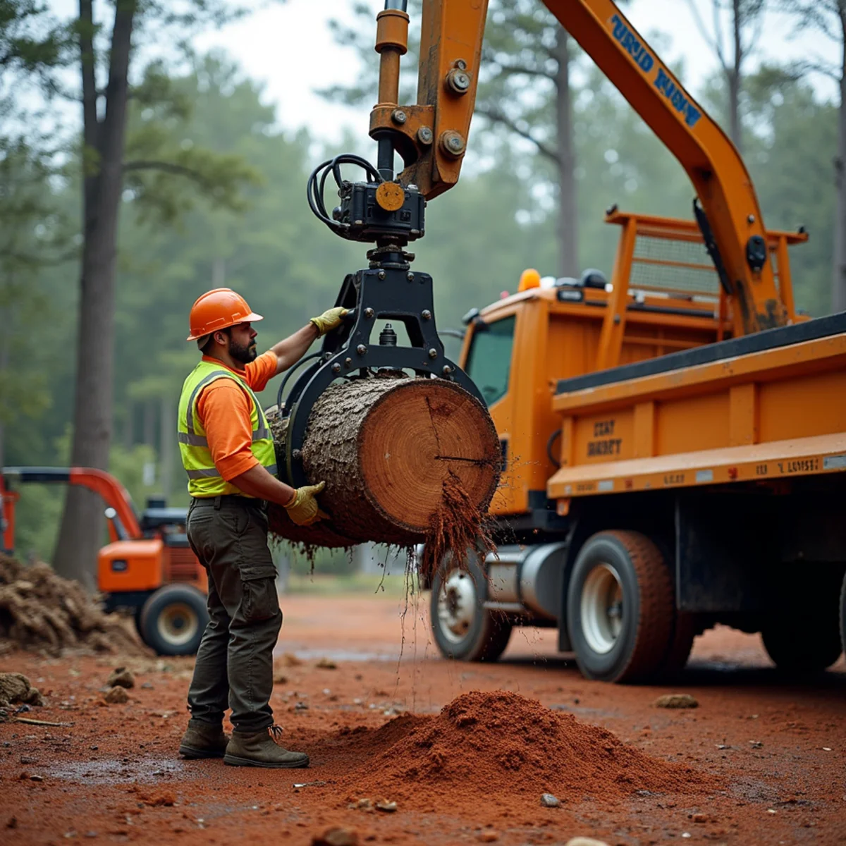 CLT Grapple & Stump crew performing grapple truck service in Charlotte, NC