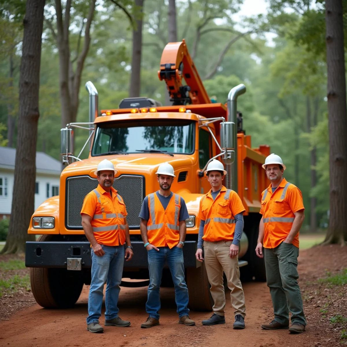 CLT Grapple and Stump Grinding Services crew and grapple truck in Charlotte, NC