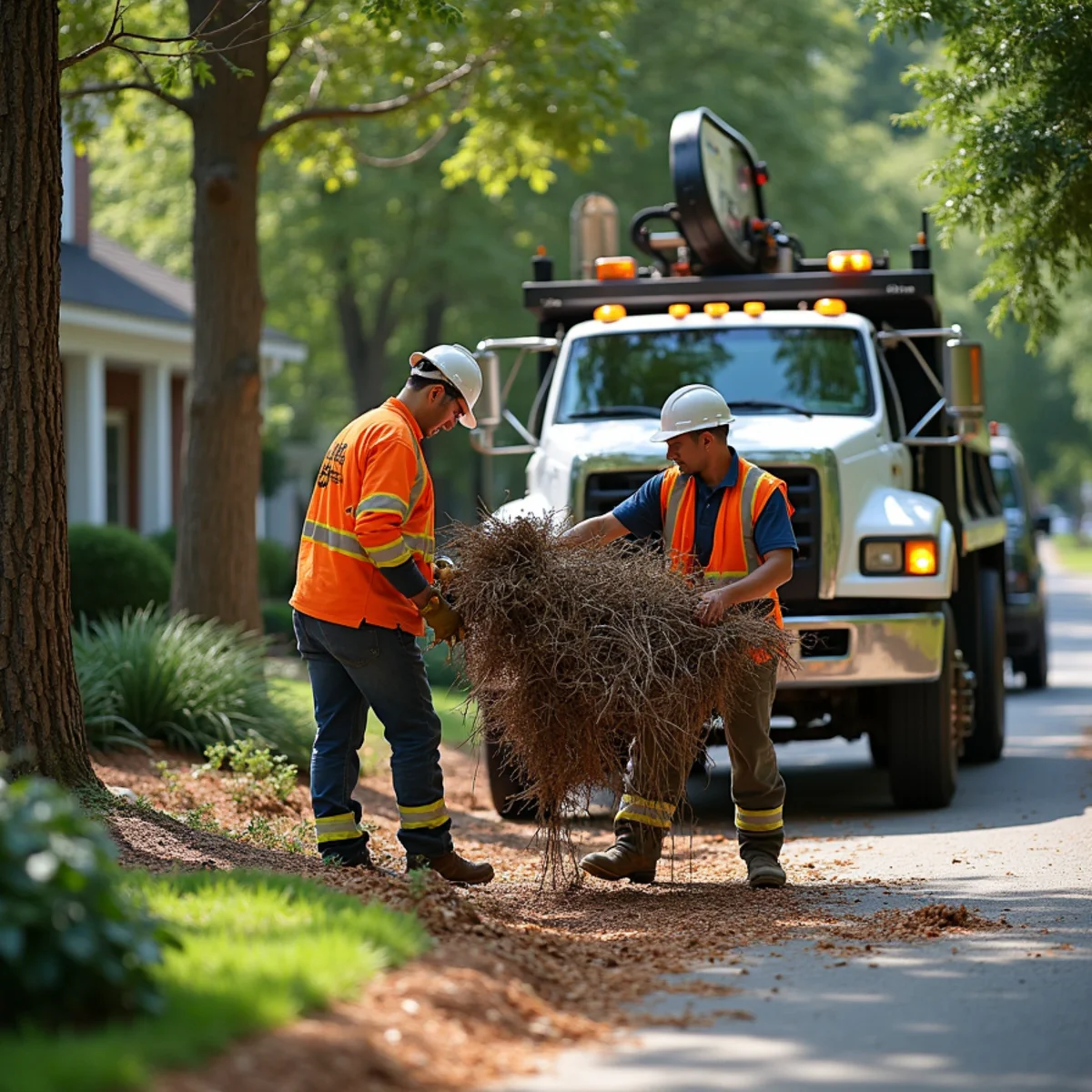 CLT Grapple & Stump crew providing tree service in a Apex, NC neighborhood