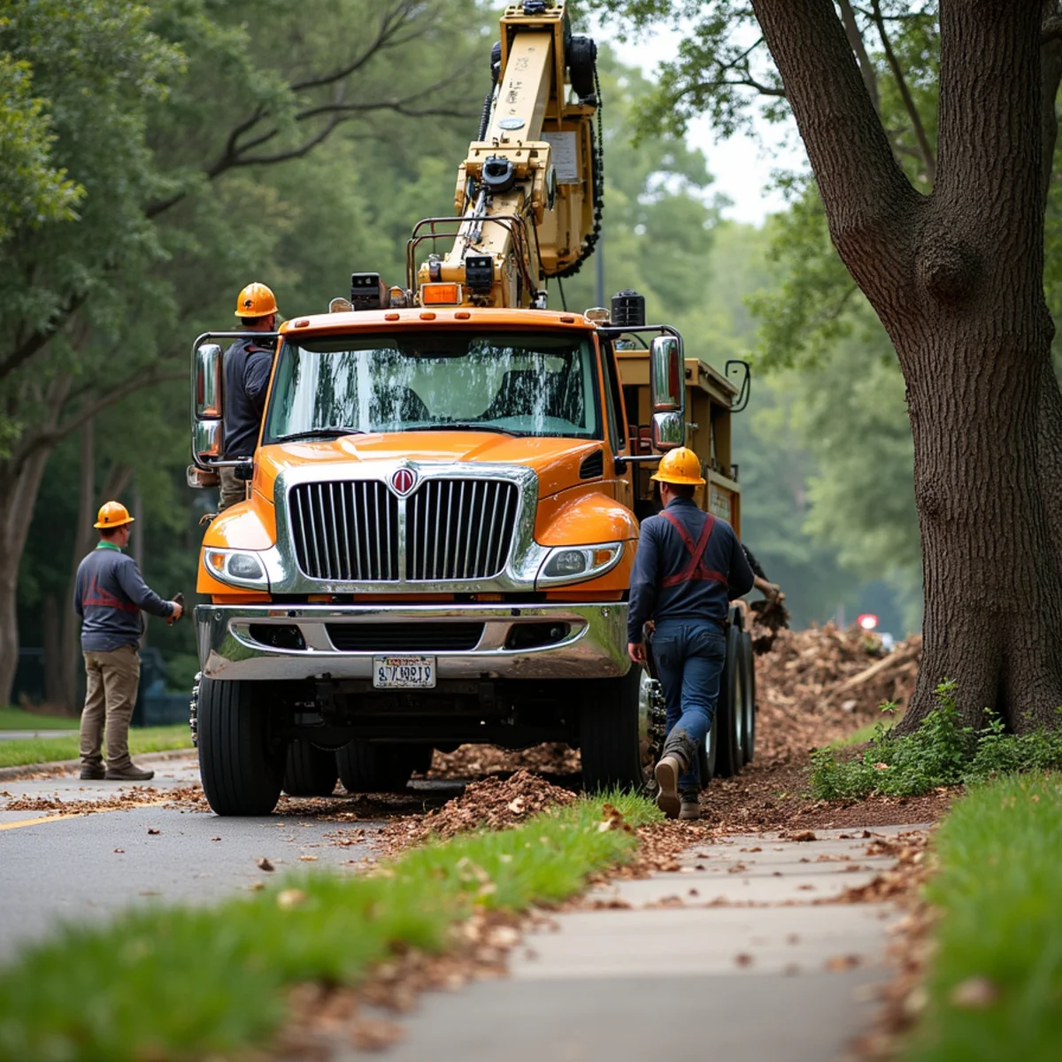 CLT Grapple & Stump crew providing tree service in a Chapel Hill, NC neighborhood