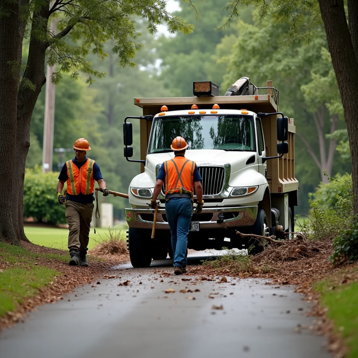 CLT Grapple & Stump crew providing tree service in a Cherryville, NC neighborhood