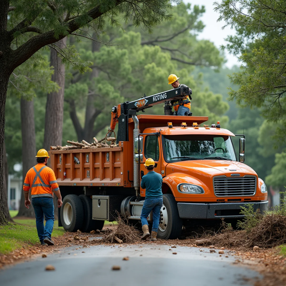 CLT Grapple & Stump crew providing tree service in a China Grove, NC neighborhood
