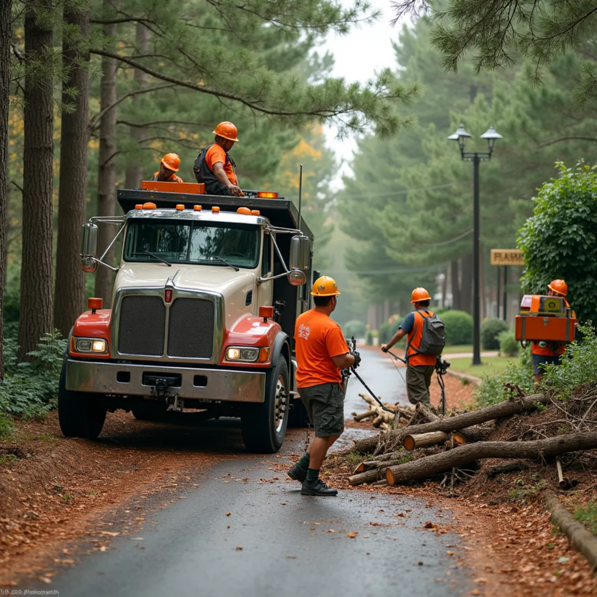 CLT Grapple & Stump crew providing tree service in a Clemmons, NC neighborhood