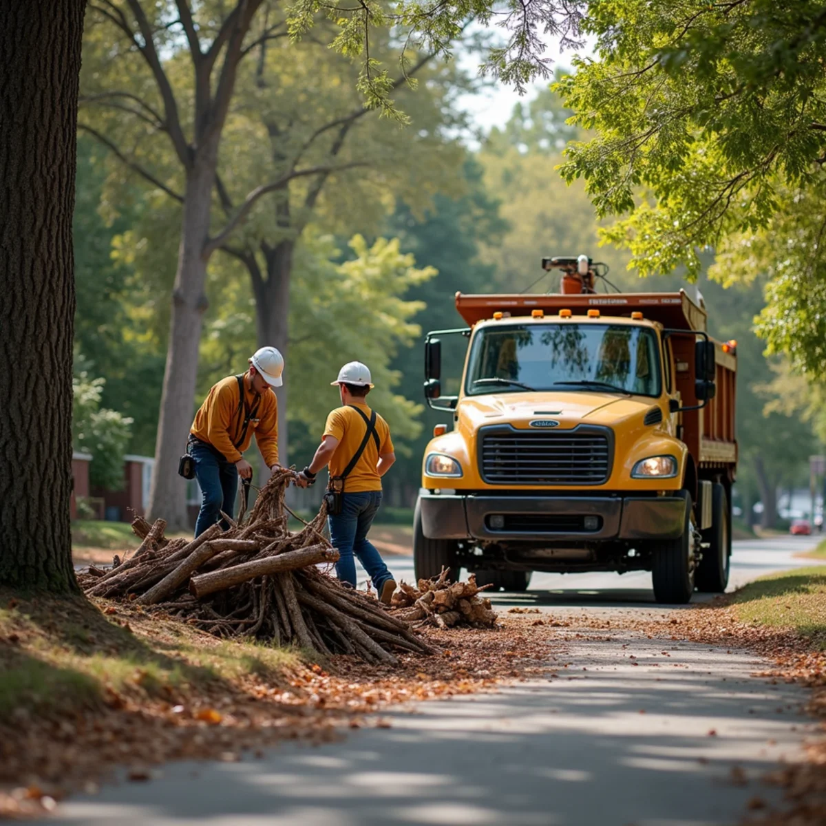 CLT Grapple & Stump crew providing tree service in a Concord, NC neighborhood