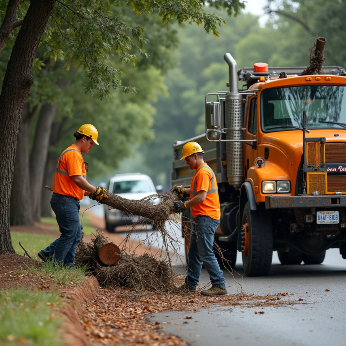 CLT Grapple & Stump crew providing tree service in a Conover, NC neighborhood