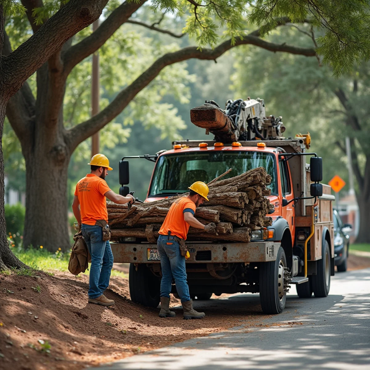 CLT Grapple & Stump crew providing tree service in a Dallas, NC neighborhood
