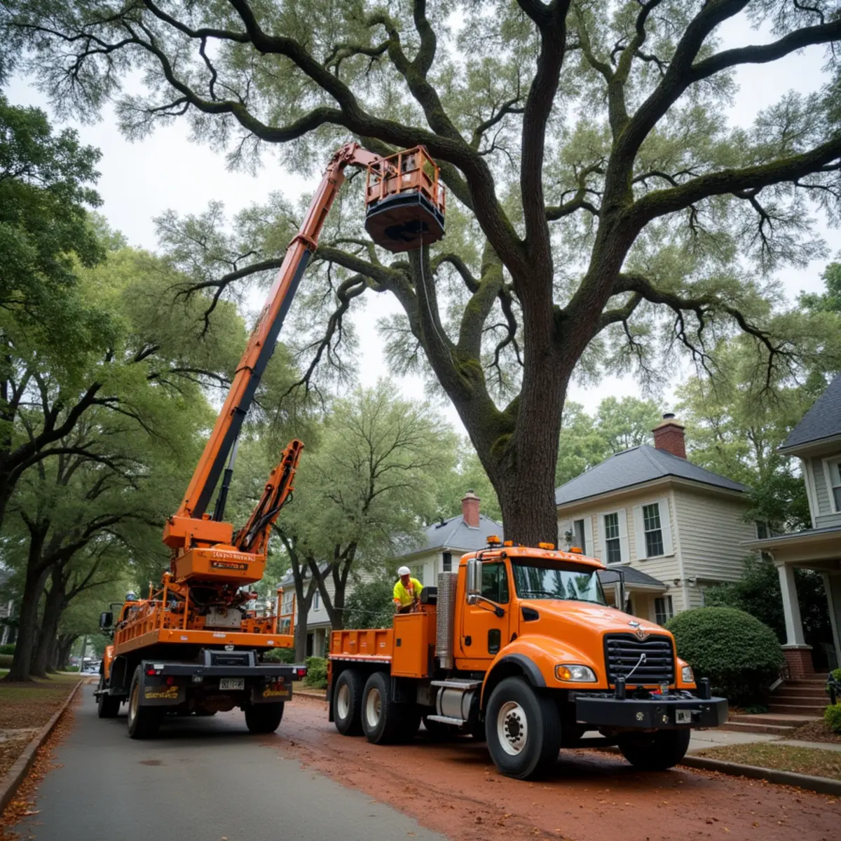 Removing an internally decayed water oak near the historic square in Dallas, NC