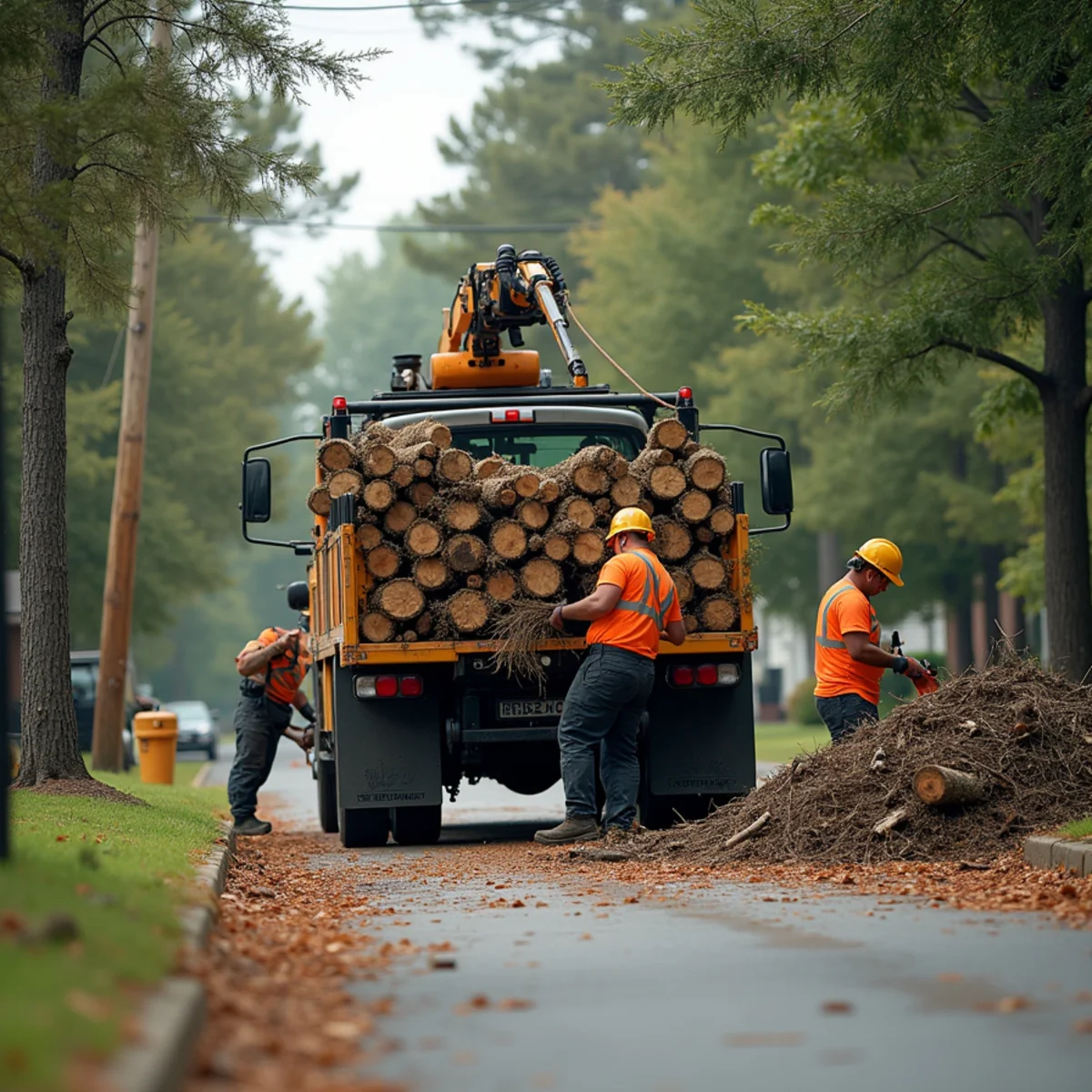 CLT Grapple & Stump crew providing tree service in a Denver, NC neighborhood