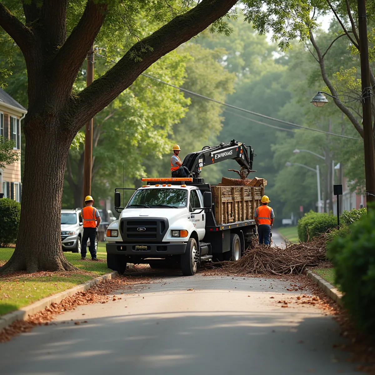 CLT Grapple & Stump crew providing tree service in a High Point, NC neighborhood
