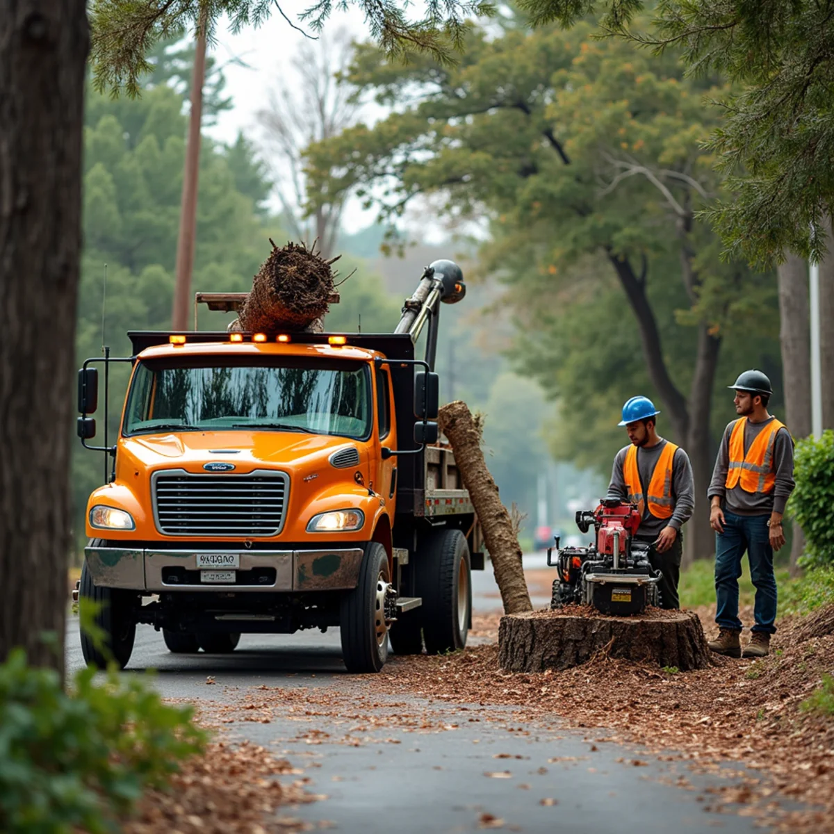 CLT Grapple & Stump crew providing tree service in a Lenoir, NC neighborhood