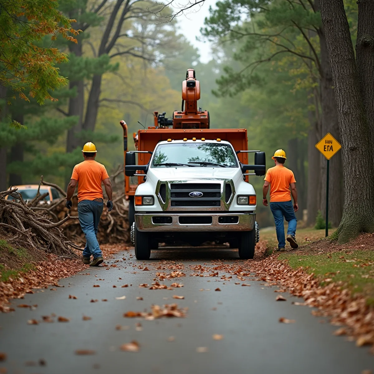 CLT Grapple & Stump crew providing tree service in a Lexington, NC neighborhood