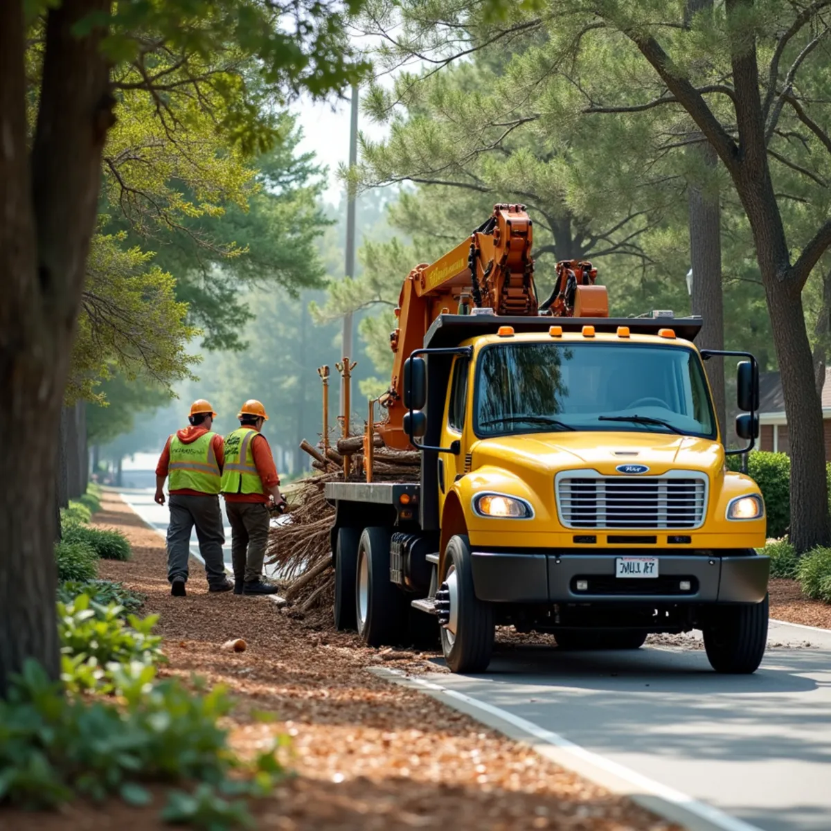CLT Grapple & Stump crew providing tree service in a Marshville, NC neighborhood