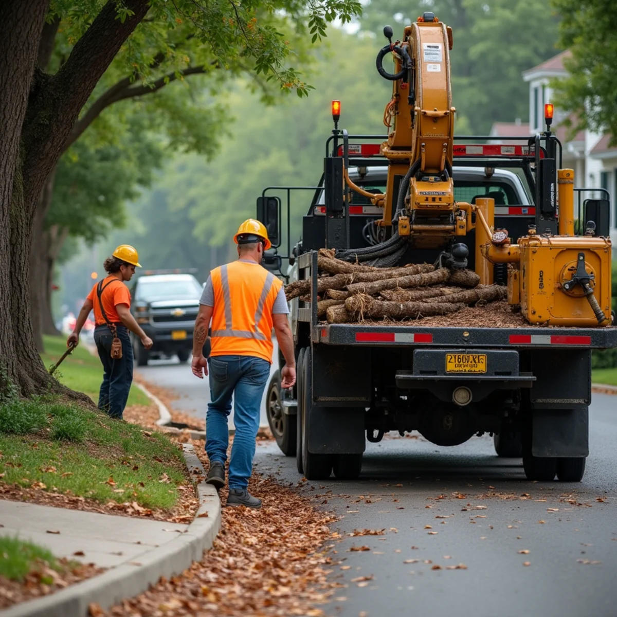 CLT Grapple & Stump crew providing tree service in a Mecklenburg County, NC neighborhood