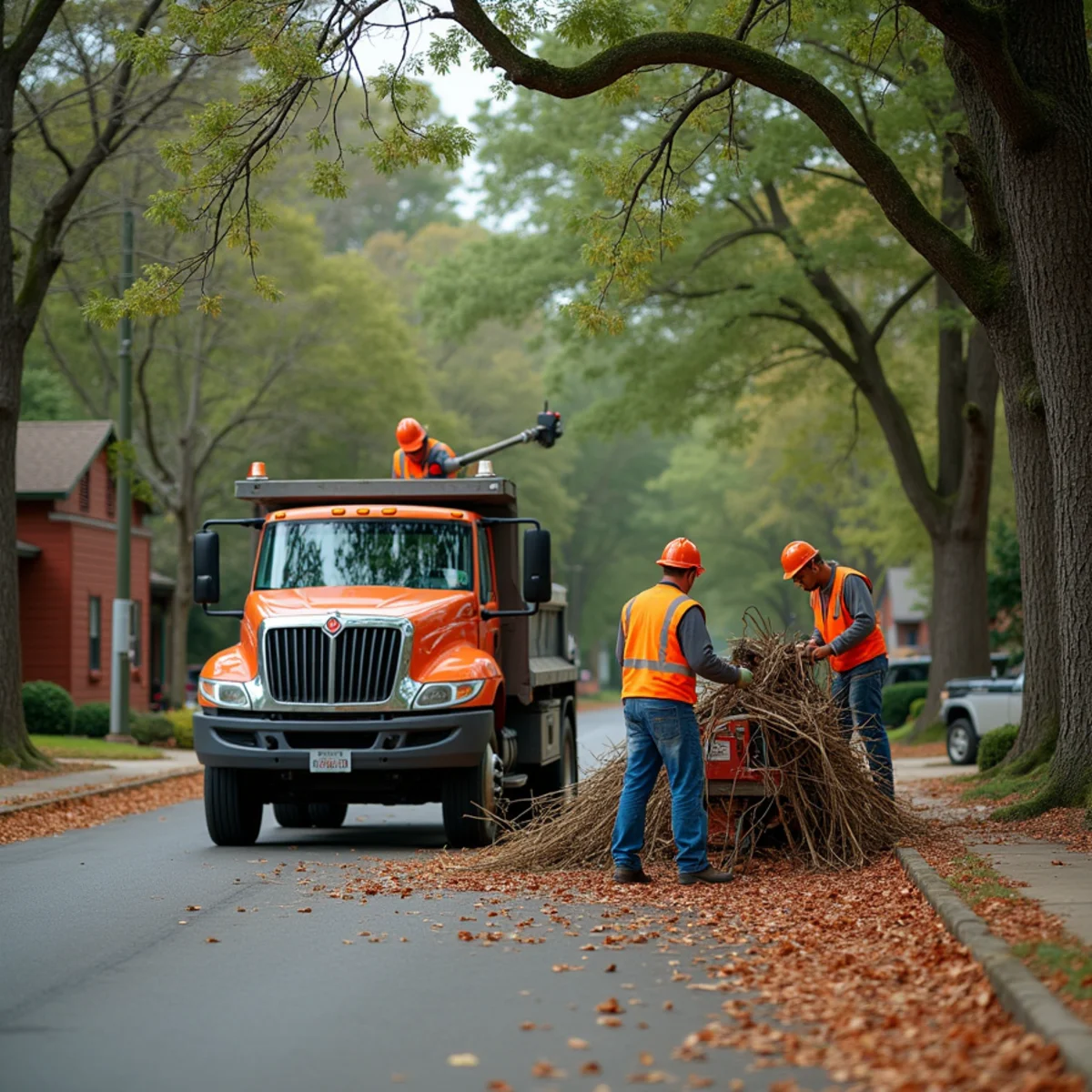 CLT Grapple & Stump crew providing tree service in a Monroe, NC neighborhood