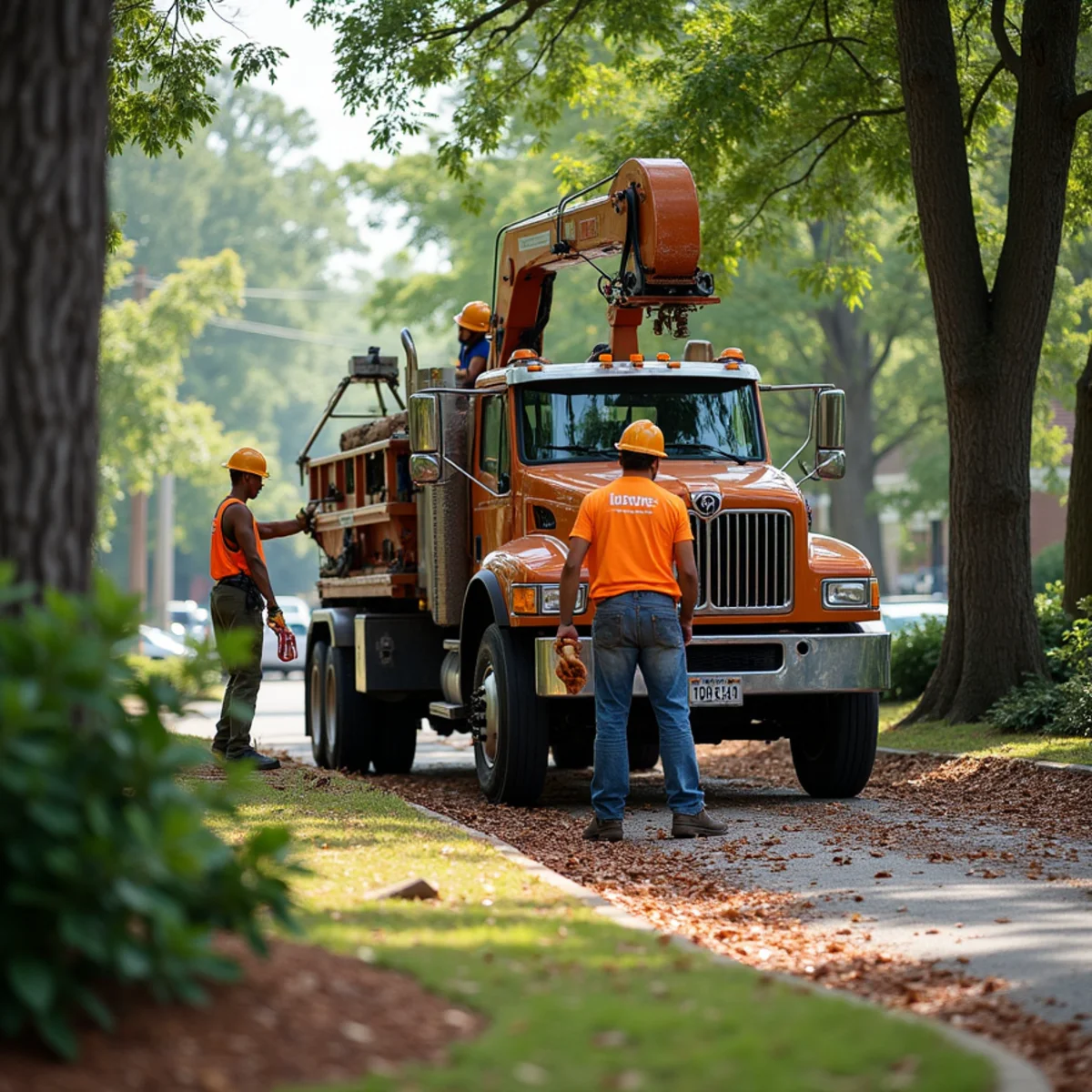 CLT Grapple & Stump crew providing tree service in a Mount Holly, NC neighborhood