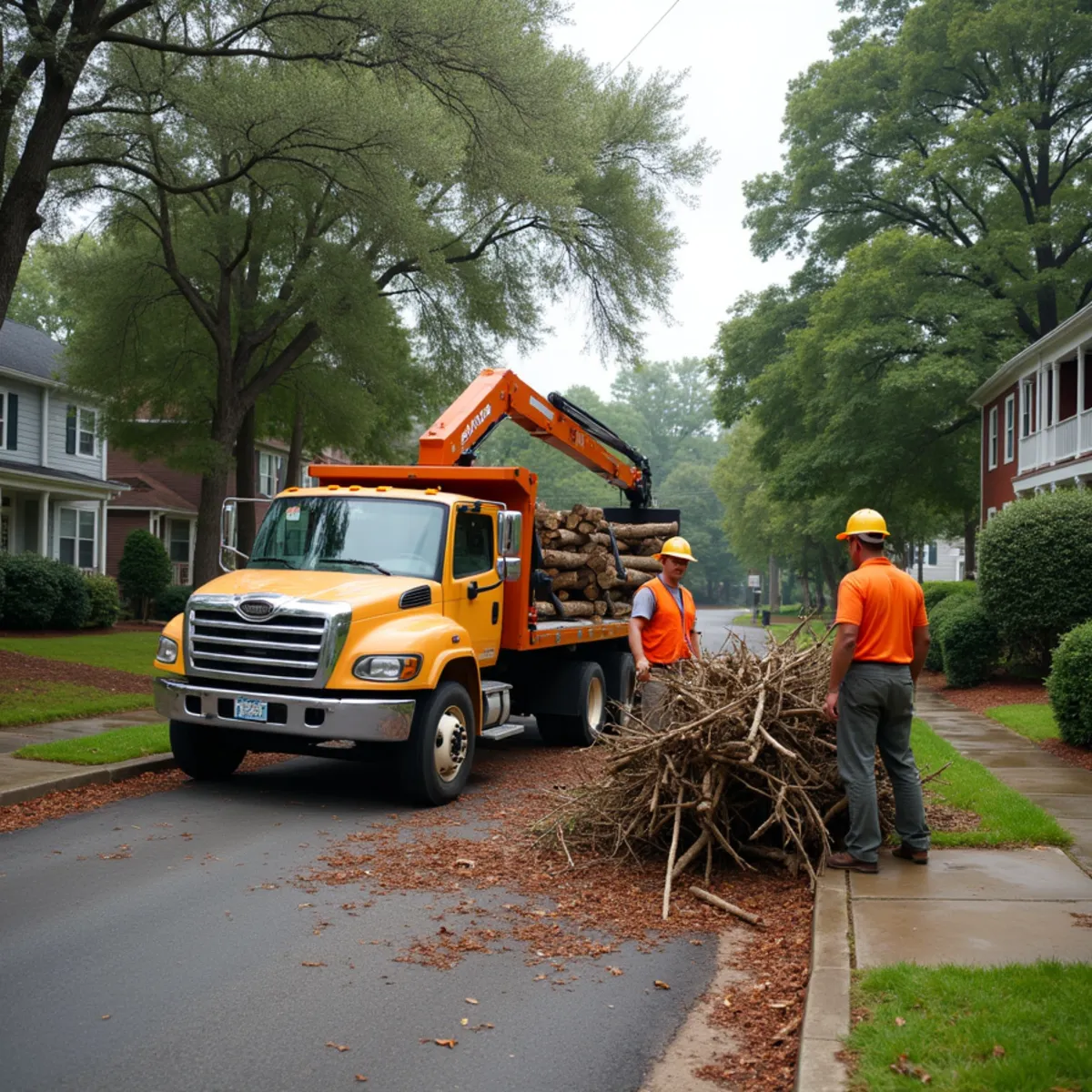 CLT Grapple & Stump crew providing tree service in a Newton, NC neighborhood