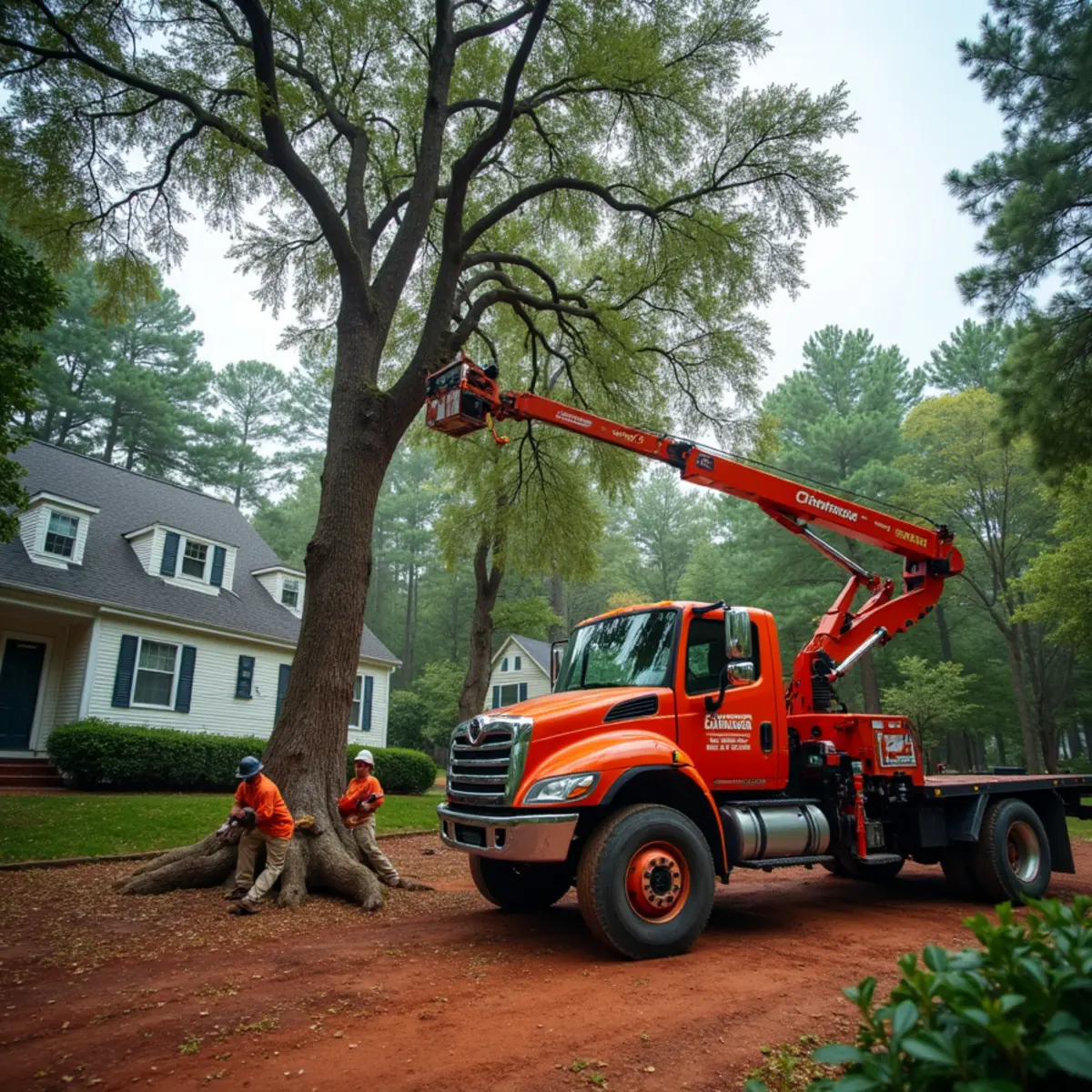Removing a declining heritage oak in a City of Oaks neighborhood in Raleigh, NC
