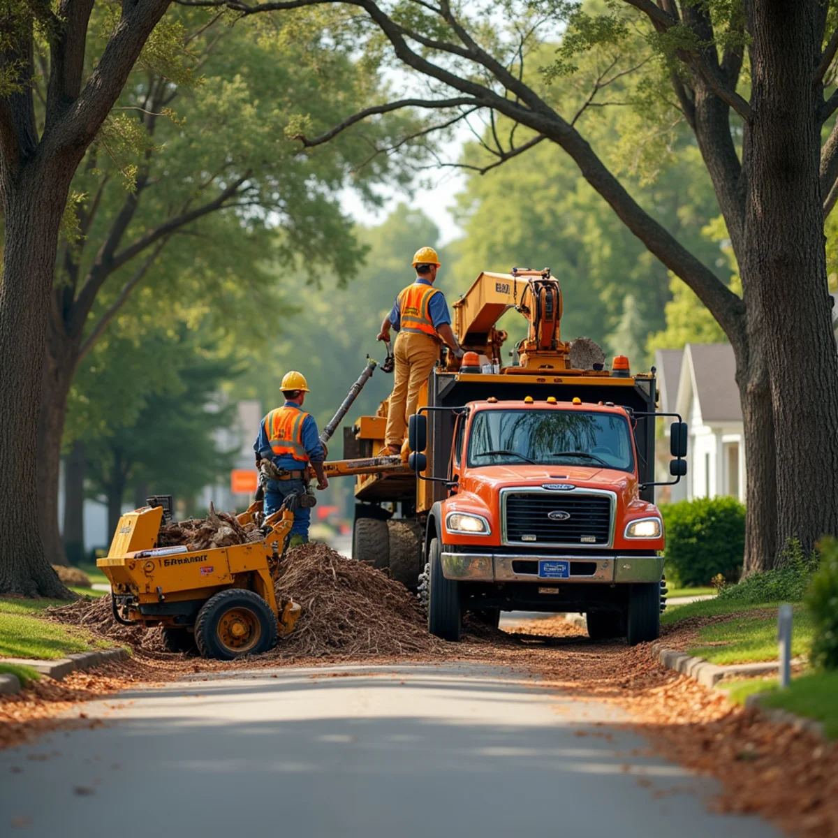 CLT Grapple & Stump crew providing tree service in a Rockwell, NC neighborhood