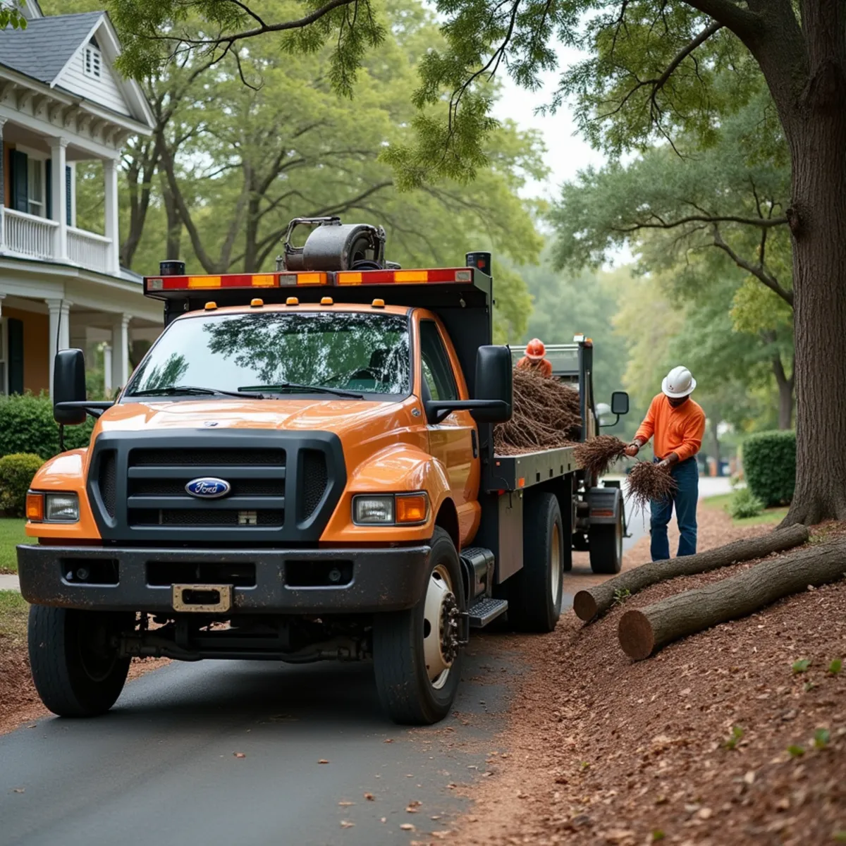 CLT Grapple & Stump crew providing tree service in a Salisbury, NC neighborhood