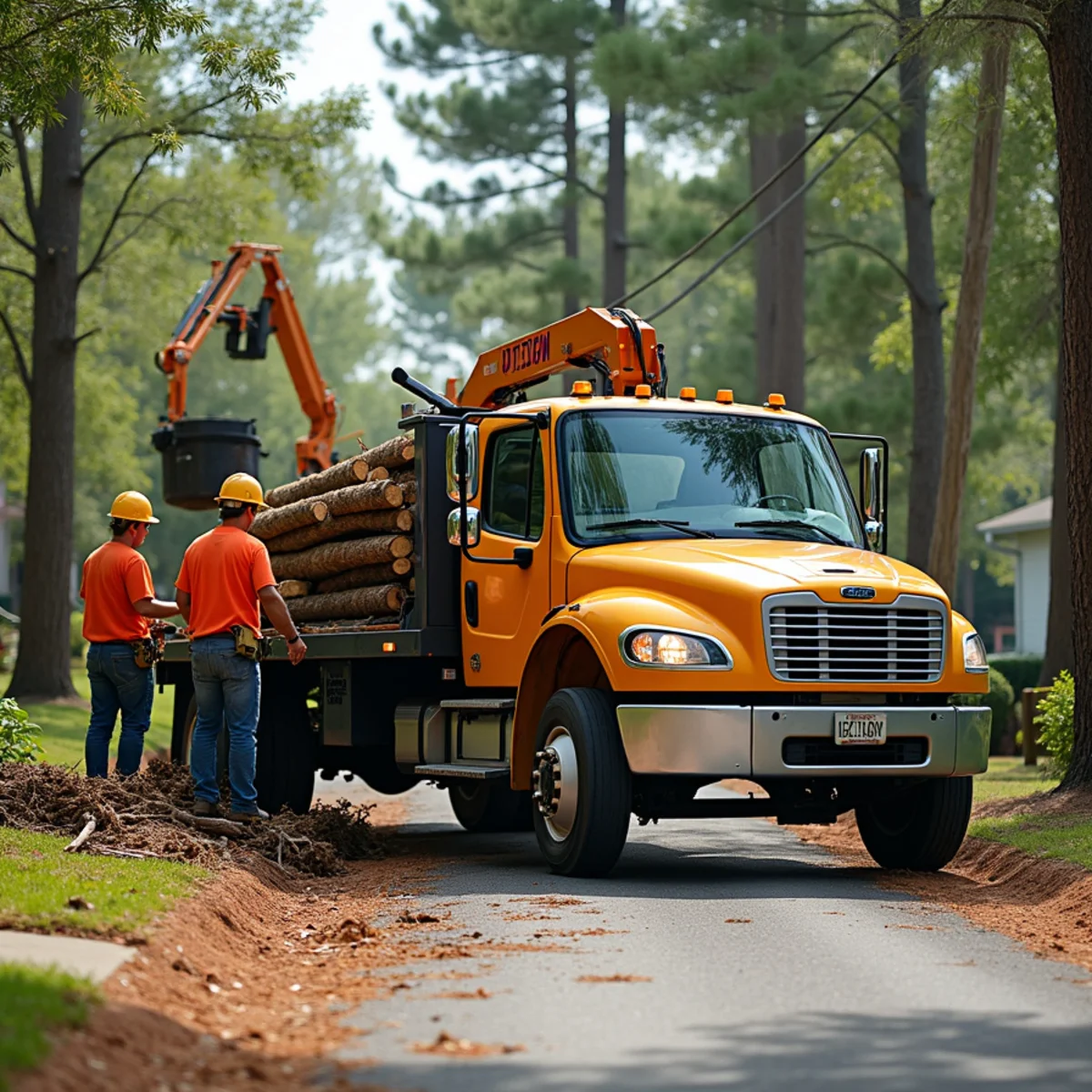 CLT Grapple & Stump crew providing tree service in a Sanford, NC neighborhood