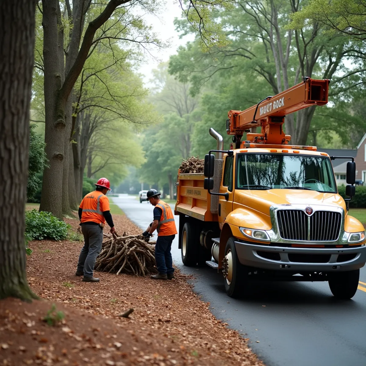 CLT Grapple & Stump crew providing tree service in a Shelby, NC neighborhood