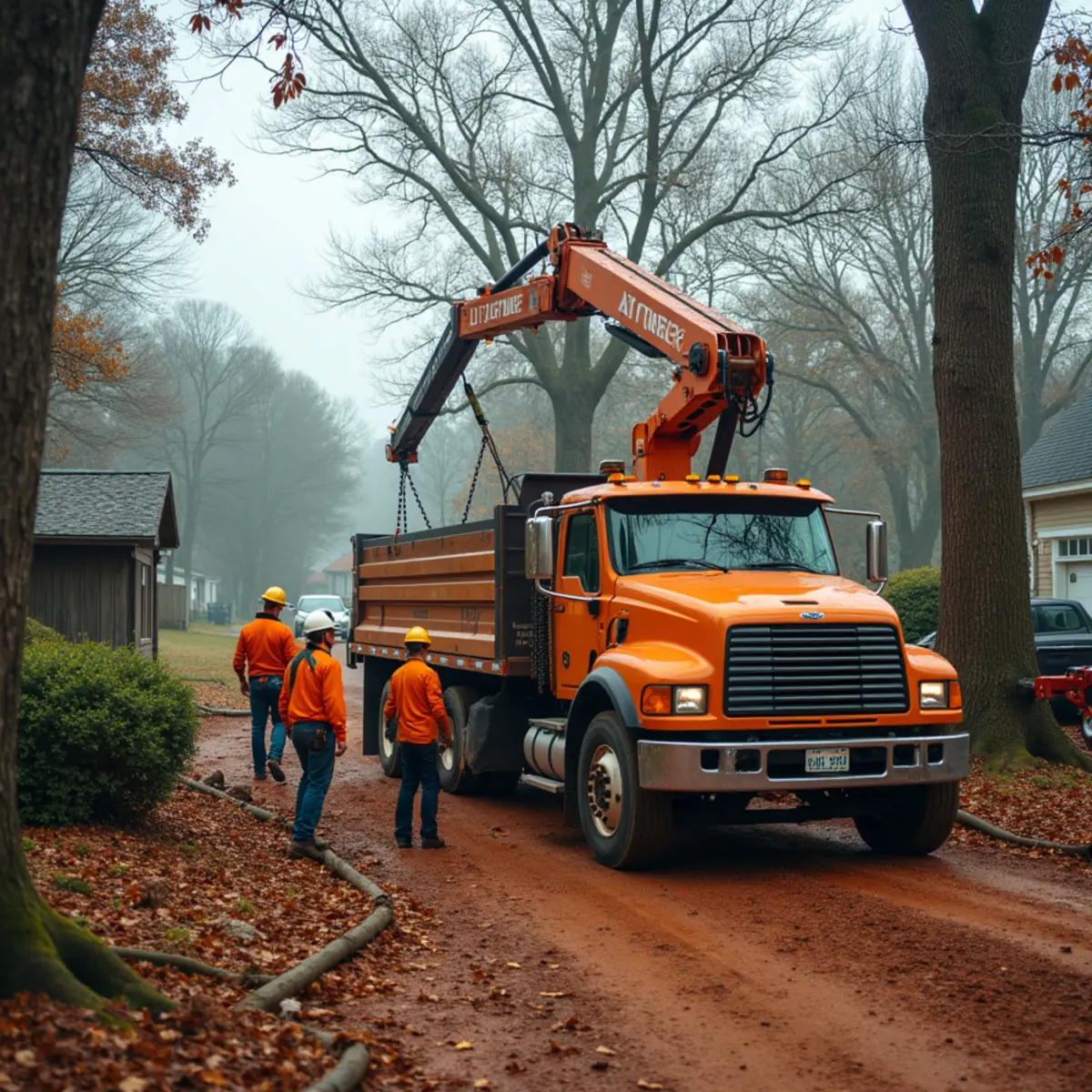 Removing a storm-damaged hickory in the Cleveland County foothills near Shelby, NC