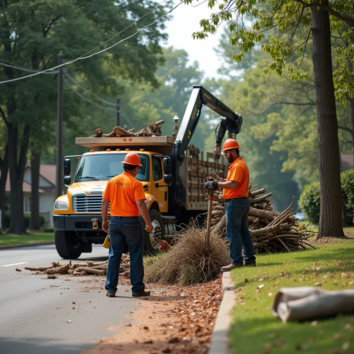 CLT Grapple & Stump crew providing tree service in a Statesville, NC neighborhood