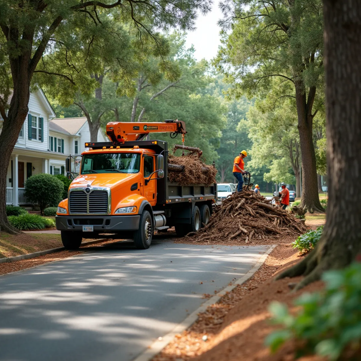 CLT Grapple & Stump crew providing tree service in a Weddington, NC neighborhood