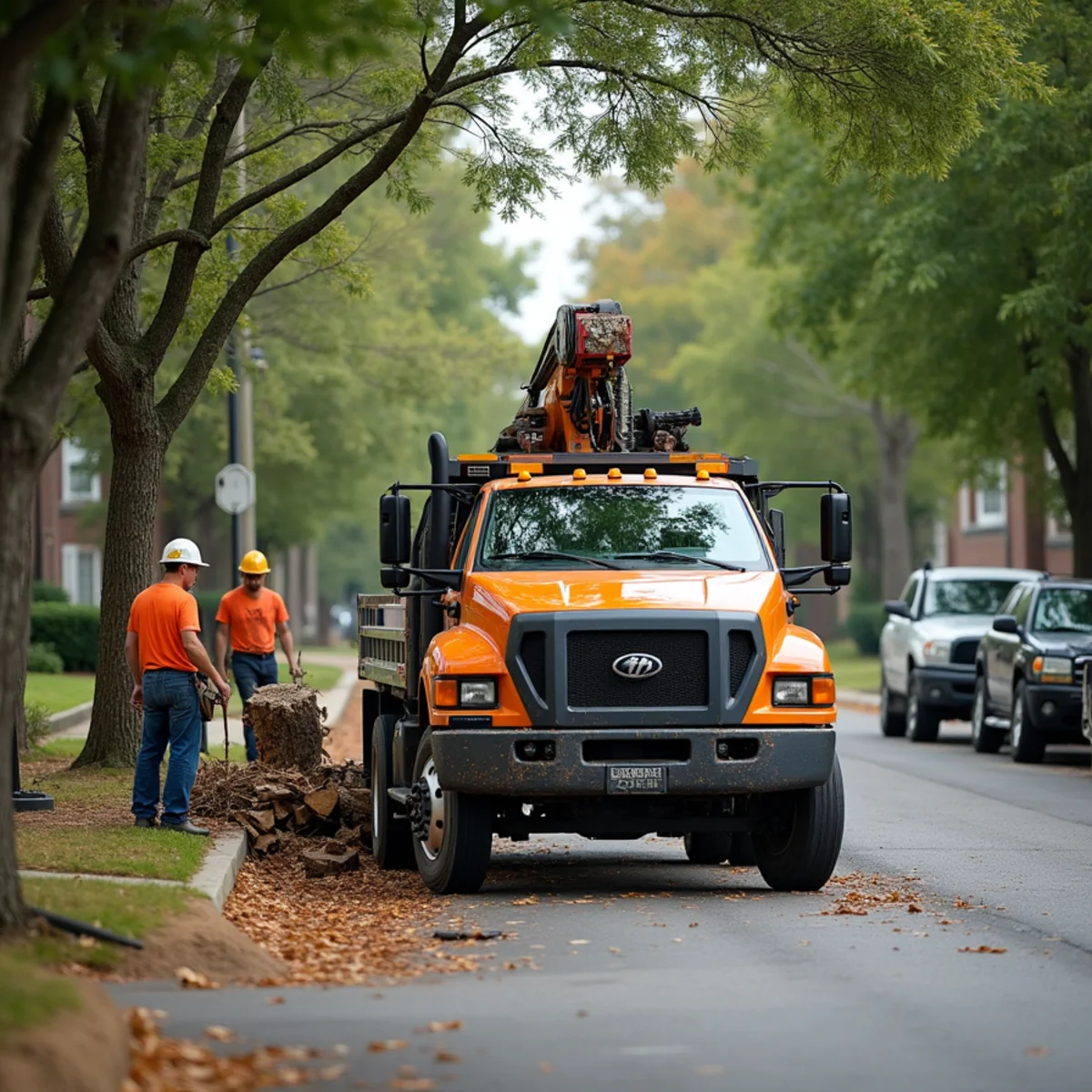 CLT Grapple & Stump crew providing tree service in a Wingate, NC neighborhood