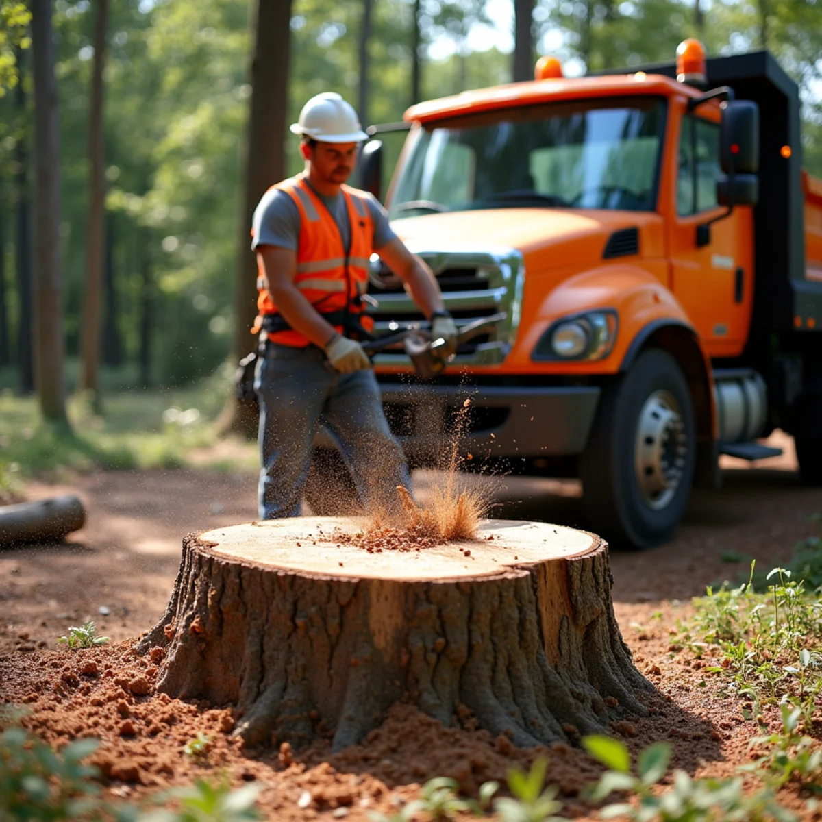 CLT Grapple & Stump crew performing stump grinding & removal in Charlotte, NC