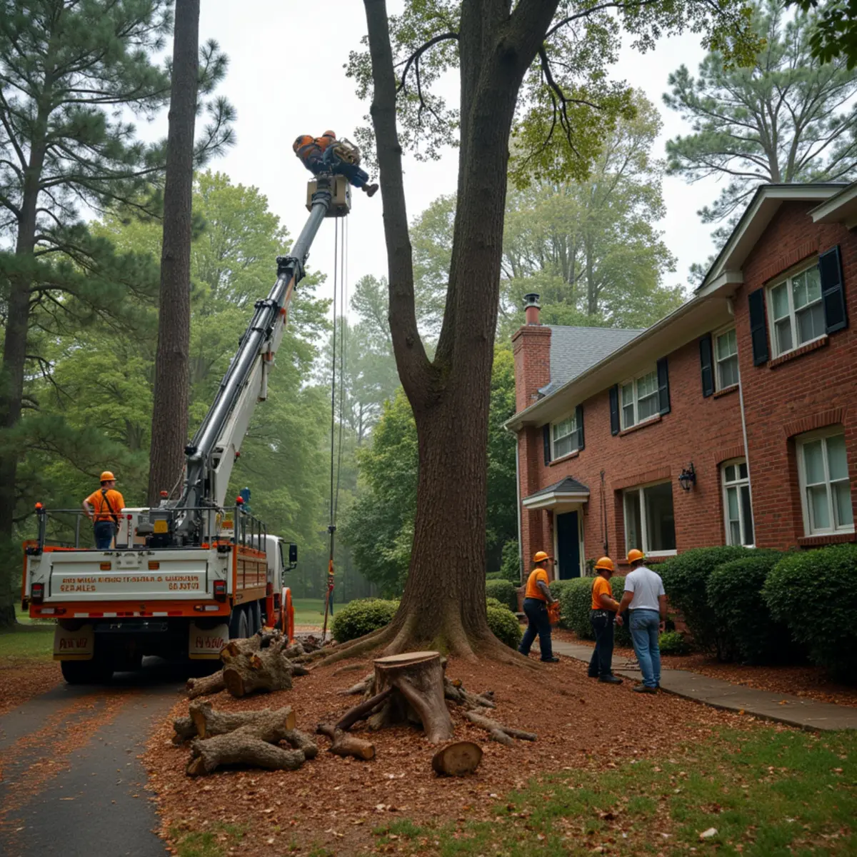 CLT Grapple & Stump crew performing tree removal service in Charlotte, NC